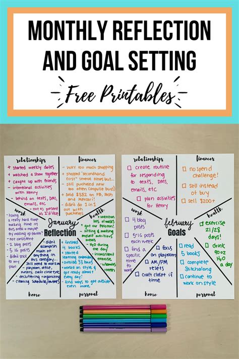 Monthly Reflection And Goal Setting Printables Lets Live And Learn