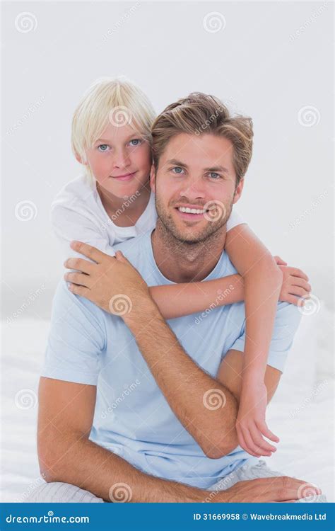 Portrait Of Handsome Father With Son Stock Photo Image Of Handsome