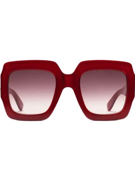 Gucci Square Frame Sunglasses In Red Modesens Gucci Eyewear
