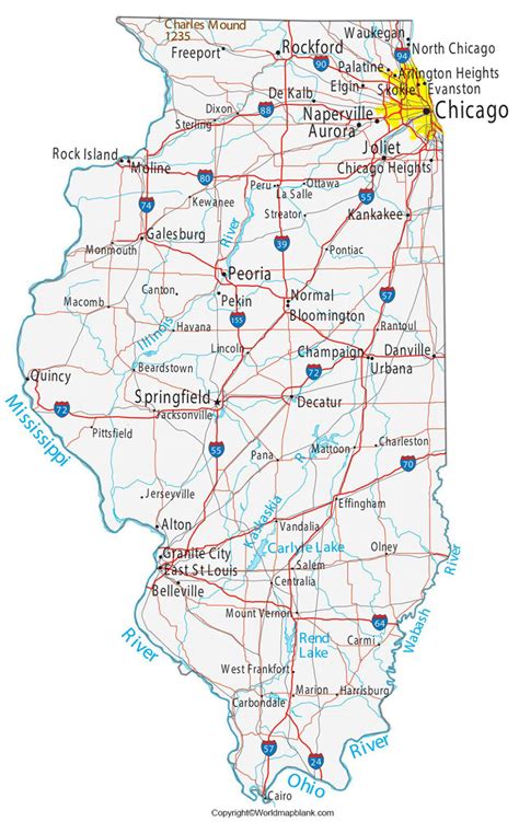 Labeled Map Of Illinois With Capital And Cities