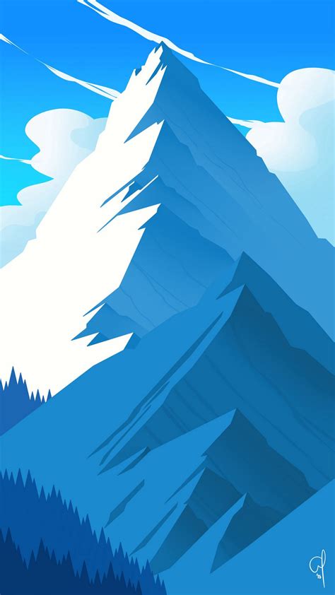 Download Wallpaper 1080x1920 Mountains Peak Art Vector Landscape