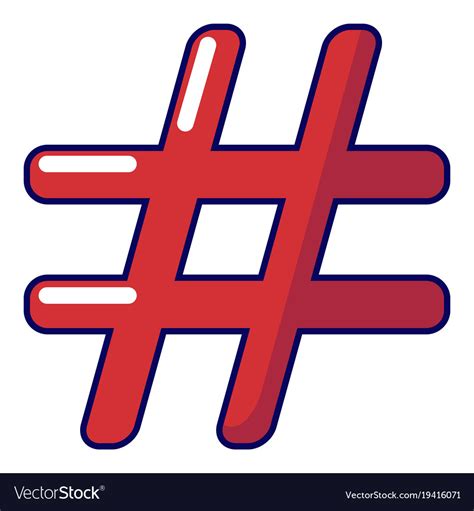 Hashtag icon cartoon style Royalty Free Vector Image