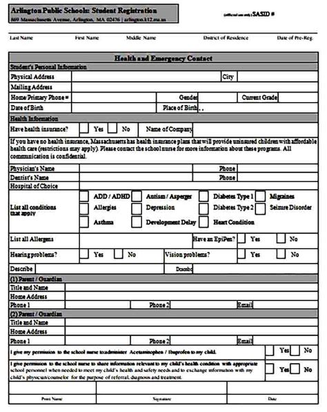 Emergency Contact Form Template Mous Syusa