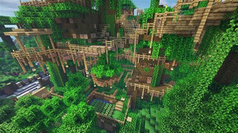 Huha Jungle Treetop Jungle Village With More Than 50 Houses Minecraft