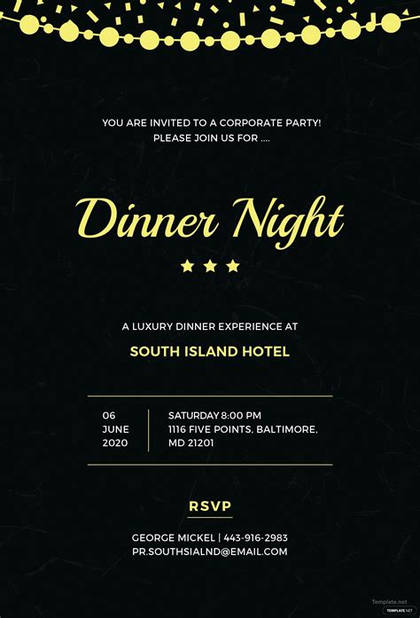 Free Company Dinner Night Invitation Template In Adobe Photoshop