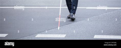 Blind Person Crossing Street African Man Walking Stock Photo Alamy