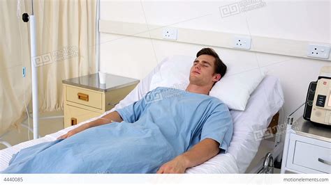 Sick Man Lying On Hospital Bed Stock Video Footage 4440085
