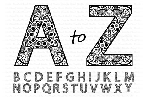 Mandala Alphabet SVG, Mandala Letters SVG, Alphabet Clipart. (435485