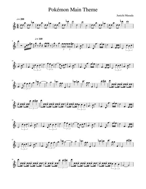 Pokémon Main Theme Flute Flauta Sheet Music For Flute Solo