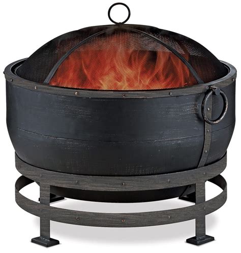 Oil Rubbed Bronze Wood Burning Outdoor Fire Pit With Kettle Design