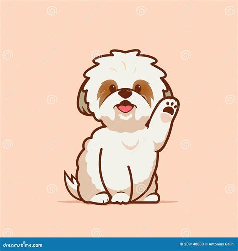 Cartoon Illustration Of Shih Tzu Dog Cute Pose Vector Illustration Of