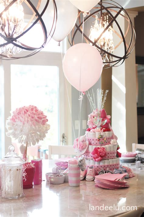 It goes well with alice in wonderland tea party which would. Pink and Grey Baby Shower | landeelu.com