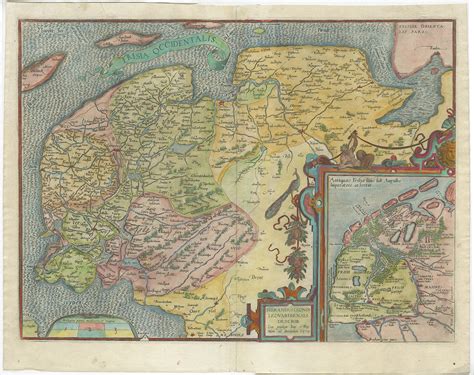 Antique Map Of Friesland By Ortelius C 1580