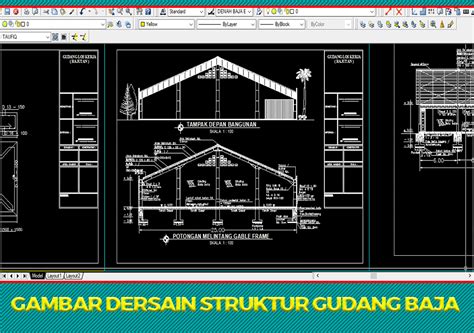 Gambar Desain Struktur Gudang Baja Dwglaporan Strukturperhitungan