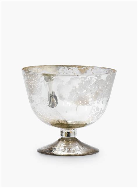 The Finish On This Glass Flower Compote Resembles Vintage Mercury Glass