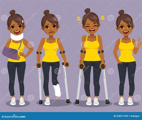 Black Girl Crutches Broken Arm Stock Vector Illustration Of Health
