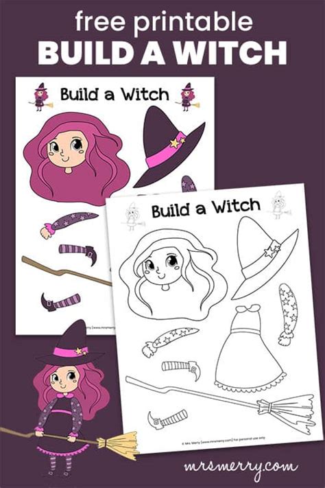 Free Build A Witch Halloween Craft For Kids Mrs Merry