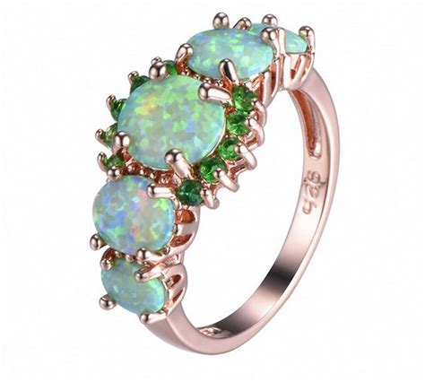 Green Opal Ring Green Opal Set Ring Emerald Green Stone Etsy