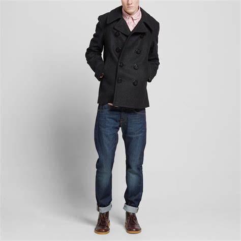 Gloverall Reefer Pea Coat Charcoal End Se