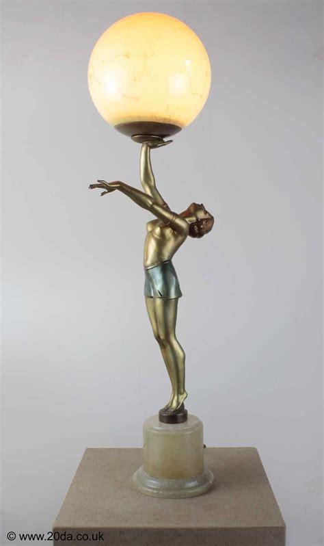 A Large Art Deco Spelter Figure Lamp Circa 1930 Germany The Spelter