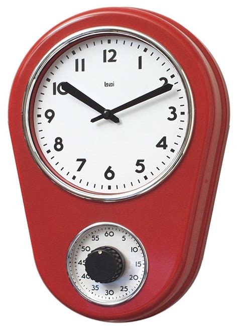 Bai Retro Kitchen Timer Wall Clock Red Home And Kitchen 26