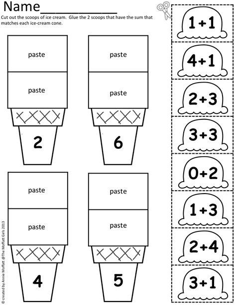 Math Scoops! Cut And Paste (addition Up To 20)! – Worksheets Samples