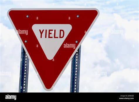 Red And White Yield Sign Horizontal Stock Photo Alamy