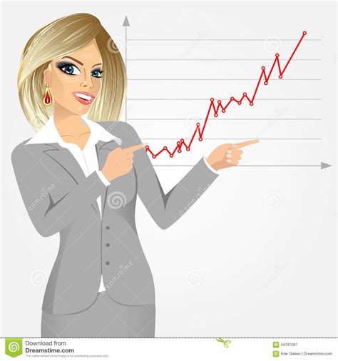 Businesswoman Pointing At Growth Graph Stock Vector Illustration Of