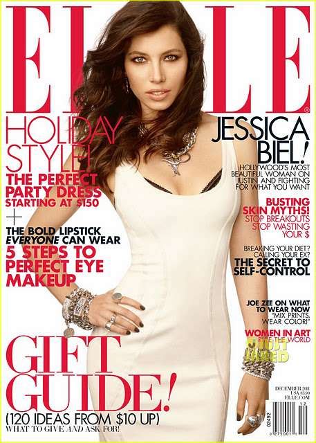 Modern Monochromatic Shoots Jessica Biel Elle Magazine December 2011