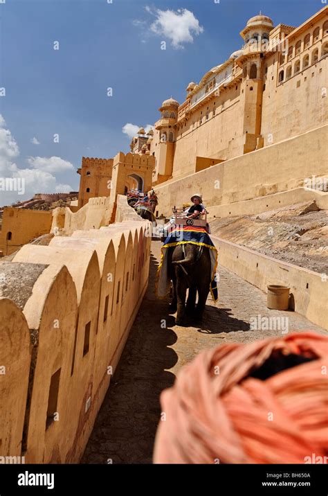 Elephant Ride Amber Fort Jaipur Stock Photo Alamy