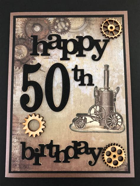 50th Birthday Card With Cogs By Elizabeth Birthday Cards For Men