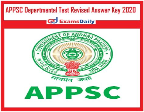 Appsc Departmental Test Revised Answer Key 2020 Out Download