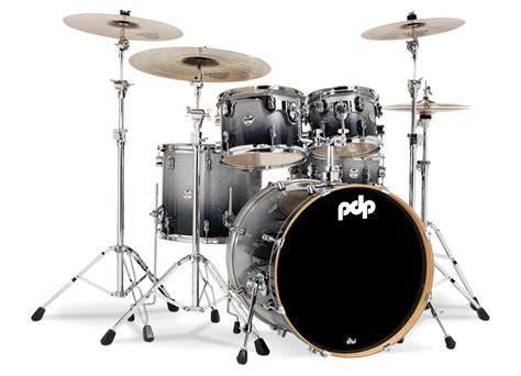 Pdp Concept Maple 5 Piece Drum Kit With Hardware Silver To Black Fade