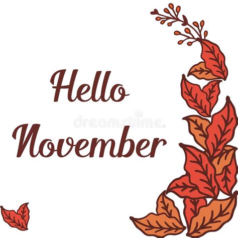 Template Design Of Hello November With Pattern Of Colorful Leaf Frame