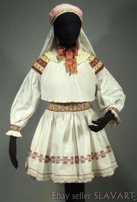 slovak folk costume zliechov embroidered blouse smocking apron ethnic kroj old folk costume