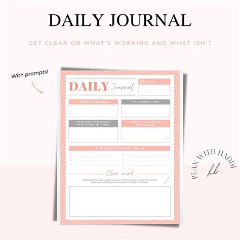 Printable Daily Journal Etsy