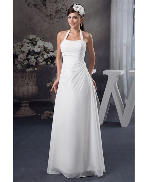 A Line Halter Floor Length Chiffon Wedding Dress Op41130 1556
