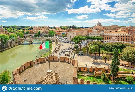 Panoramic View Of Rome With St Peter S Basilica In Vatican City Italy