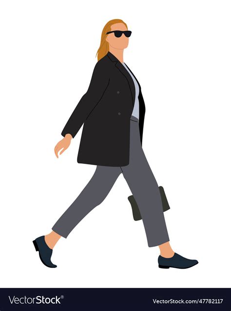 Business Woman Walking Side View Isolated Vector Image