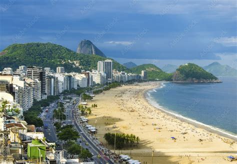 Aerial View Of Famous Copacabana Beach And Ipanema Beach In Rio De