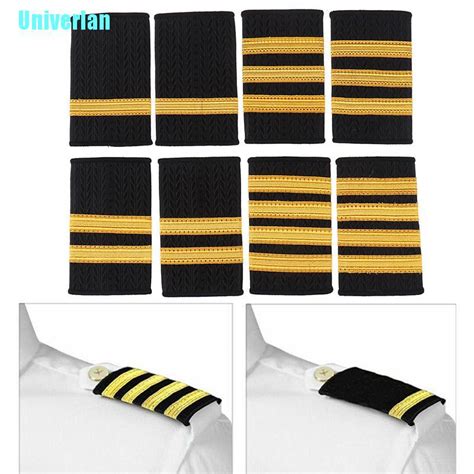 Univerlan 1pair Epaulettes Professional Pilot Uniform Epaulets Gold