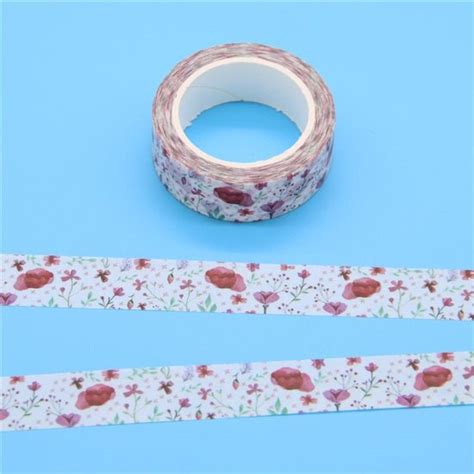 klaproos decoratie washi masking papier tape 15 mm x 10 m bloemen rozen