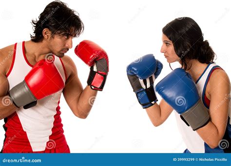 Male And Female Boxers Stock Image Image Of Sport Gloves 39993299