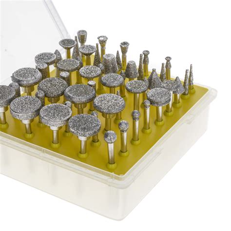 50pc Diamond Burr Bit Set For Rotary Tool Multiple Grit Sizes Ebay