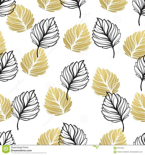 Gold Autumn Floral Background Glitter Textured Seamless Pattern With