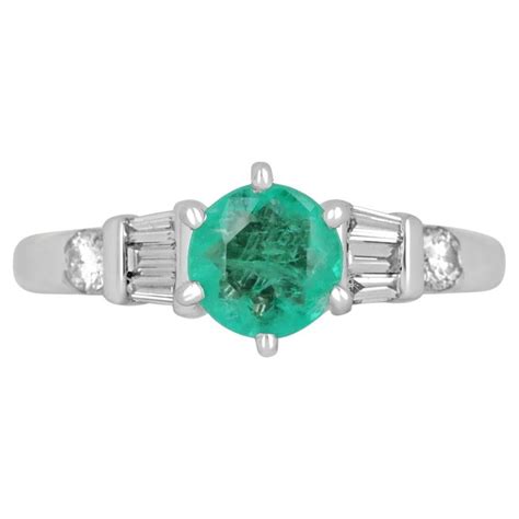 2 15tcw 14K Colombian Emerald Emerald Cut And Tapered Baguette Diamond
