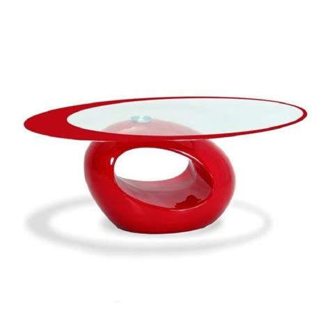 fab glass and mirror stylish red oval shape coffee table ctr fab30000 the home depot