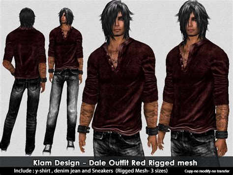 Second Life Marketplace Km Dale Outfit Red Klam Design