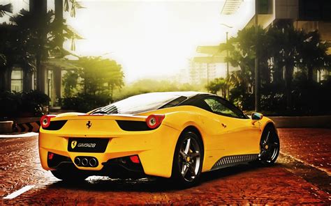 배경 화면 스포츠카 Ferrari 458 Italia 노란 차들 쿠페 고성능 차 페라리 458 바퀴 초차 육상