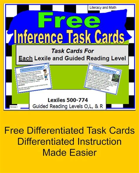 free inference task cards organized by lexiles and guided reading